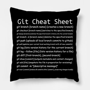 Git Cheat Sheet Black Pillow