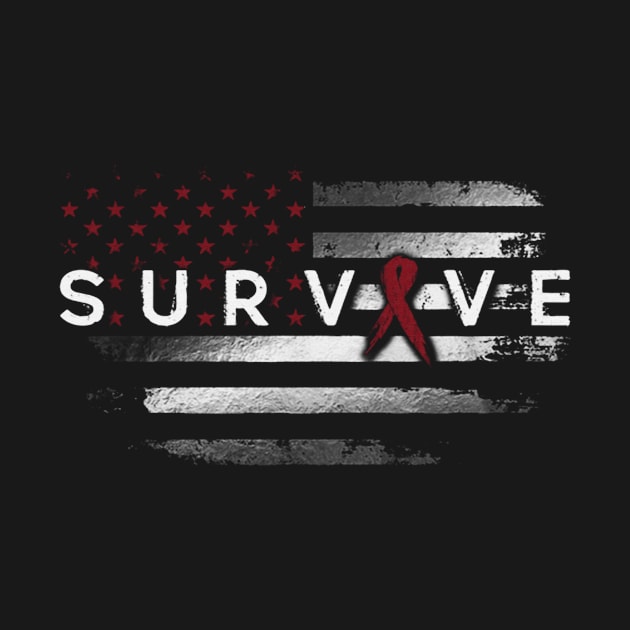 Survive Flag American Sickle Cell Awareness Burgundy Ribbon Warrior by celsaclaudio506