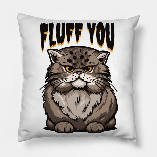 Grumpy Fluff: Cat with Attitude Pillow by Life2LiveDesign