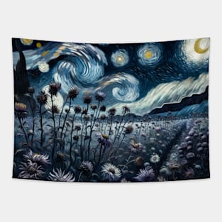 Enchanted Flower Garden Night: Aster Starry Floral Tapestry