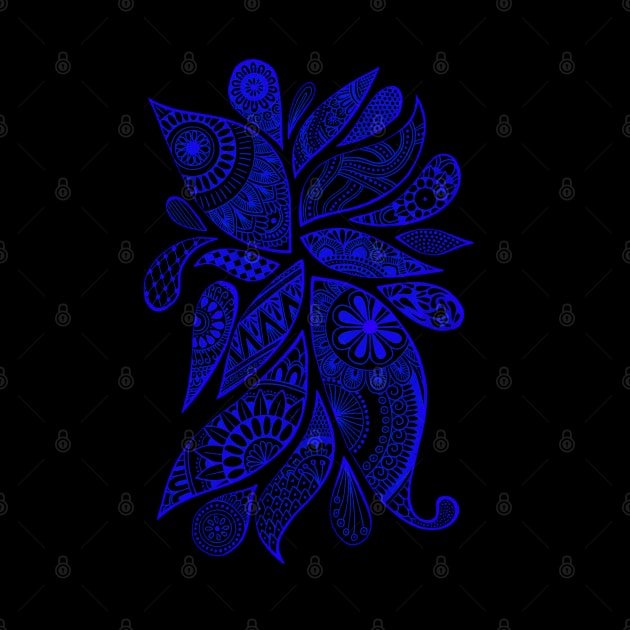 Abstract Zentangle Swirls Design (dark blue on black) by calenbundalas