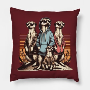 Cute Meerkats Chillin' In The Safari Funny African Sunset Pillow