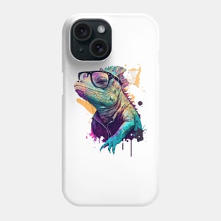 Funny Iguana With Glasses Colorful Iguana Art Phone Case