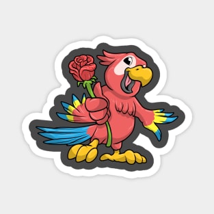 Parrot with yellow Beak and red Rose Magnet