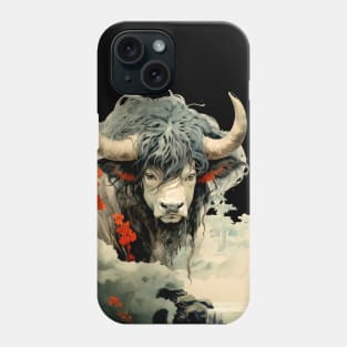 Chinese Mythology: The White Bull of Kunlun (Knock-Out with dark background) Phone Case