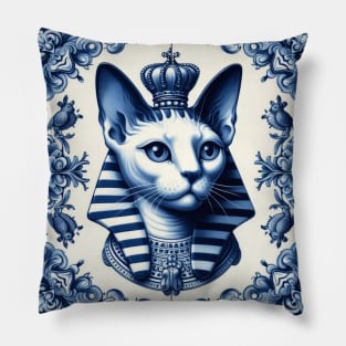 Delft Tile With Sphinx Cat No.1 Pillow