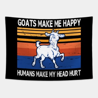 Goats Make Me Happy Humans Make My Head Hurt Summer Holidays Christmas In July Vintage Retro Tapestry