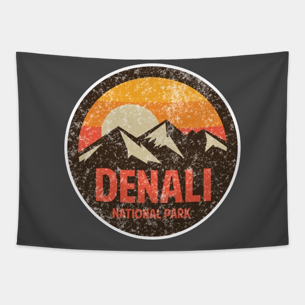 Denali National Park Retro Sticker Tapestry by roamfree