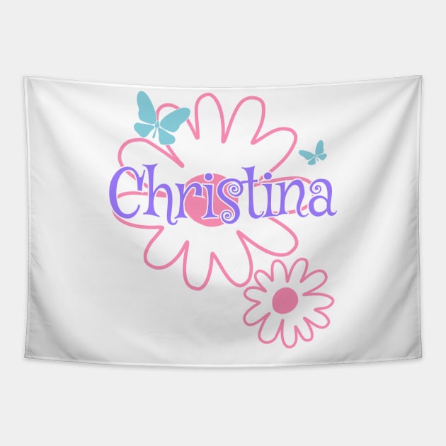 Christina Girls Name Daisy Butterflies Tapestry by xsylx