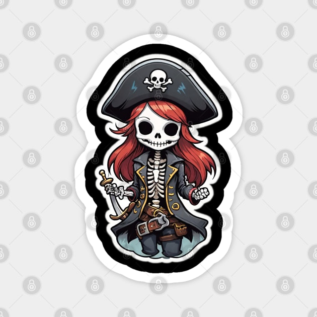 Skeleton Pirate Girl 1 Magnet by Grave Digs