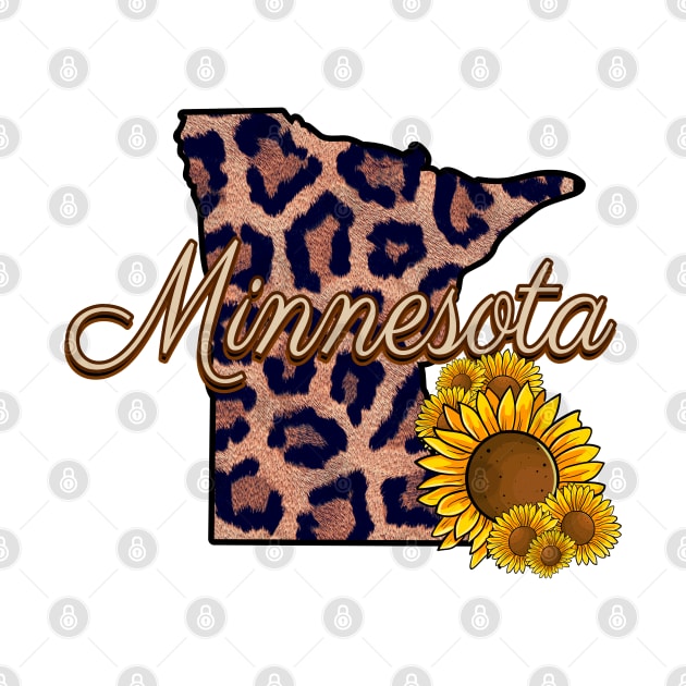 Minnesota State Leopard Print Sunflower Pride by LisaLiza