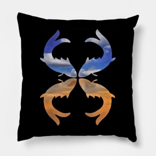 Blue Orange Sky Fish Pillow