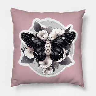 Pastel Goth Floral Moth Pillow