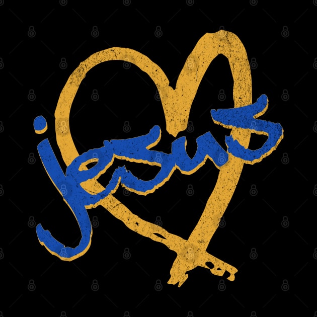 I Love Jesus Vintage 80's & 90's Blue and Gold by Family journey with God