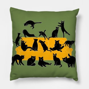 Cute Black Cats on the Couch Pillow