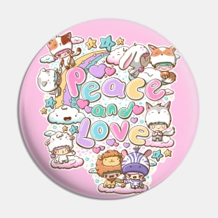 Peace and love preditors and prey in kawaii style Pin