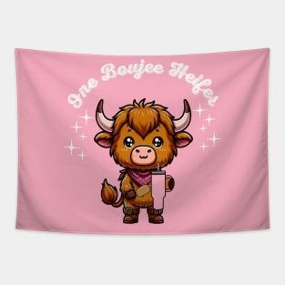 Boujee Heifer Highland Cow Valentines Day Farmyard Animal Tapestry