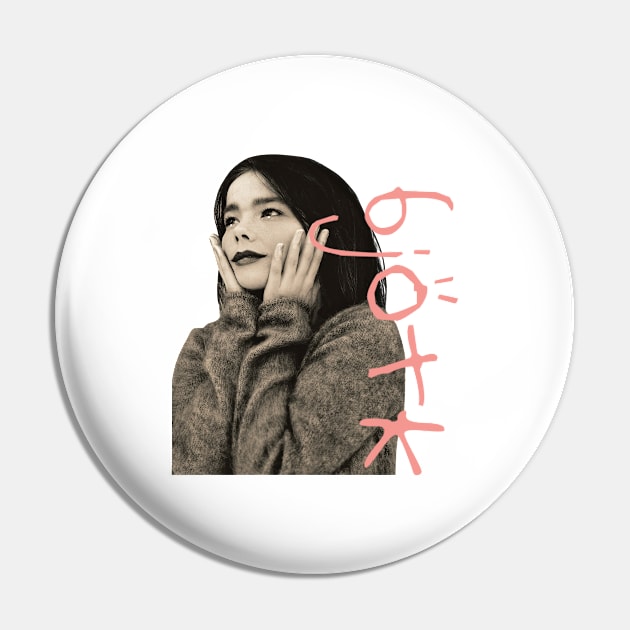 Retro Bjork Fan Art Design Pin by Kinanti art