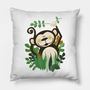 Monkey in the Jungle Pillow