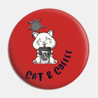 cat and coffee Pin