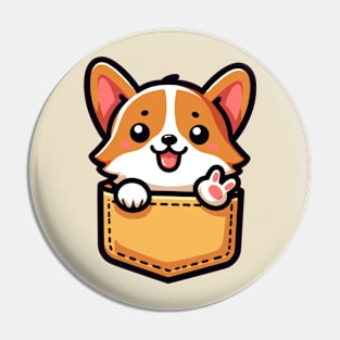 Kawaii Pembroke Welsh Corgi Dog in Pocket Cute Corgi Lover Pin