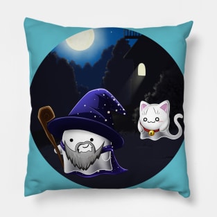 Kawaii Ghosts - A Wizard and his cat Pillow