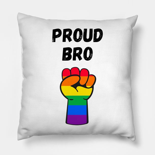 Proud Bro Rainbow Pride T Shirt Design Pillow by Rainbow Kin Wear