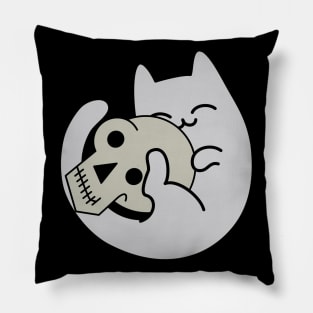 Cute Cat and Skull Pillow