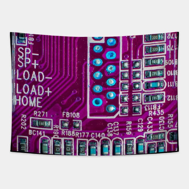 Pink Technology Circuit Board Tapestry by Squeeb Creative