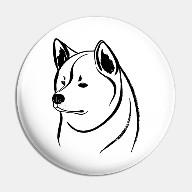 Akita Inu (Black and White) Pin by illucalliart