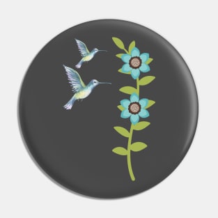 Hummingbirds And Flowers Pin