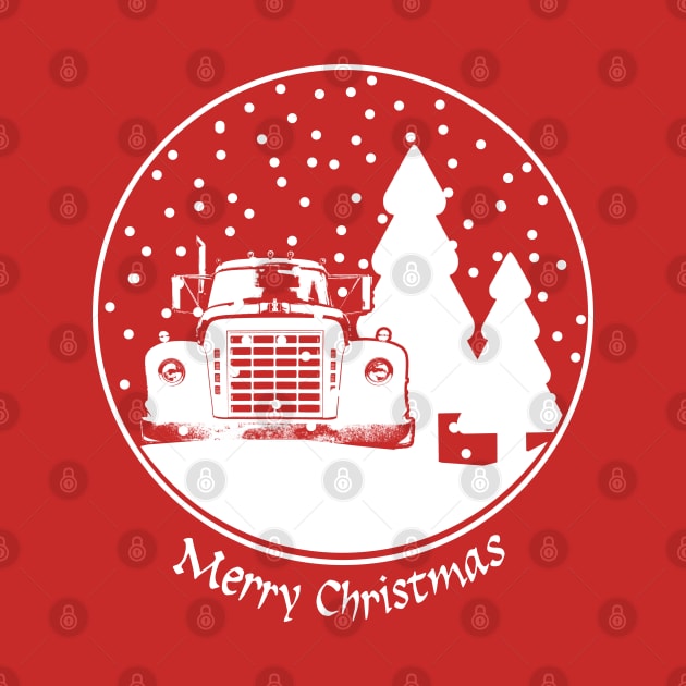 IH Loadstar classic old American big rig truck Christmas snow globe by soitwouldseem