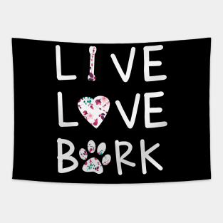 Retro Style Live Love Bark Puppy Sign Tshirt Tapestry