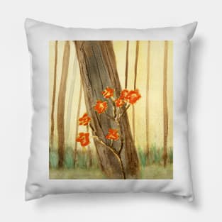 Orange Flowers Painting Pillow