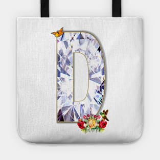 Name Initial Letter D and Hummingbird Tote