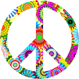 Groovy Peace Sign with Floral Pattern Magnet