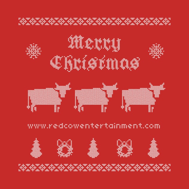 Red Cow Christmas Sweater by RedCowEntertainment