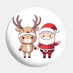 Santa and Rudolph hand in hand Pin