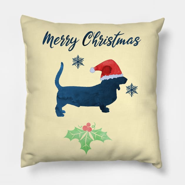 Christmas Dog Art - Basset Hound Pillow by TheJollyMarten