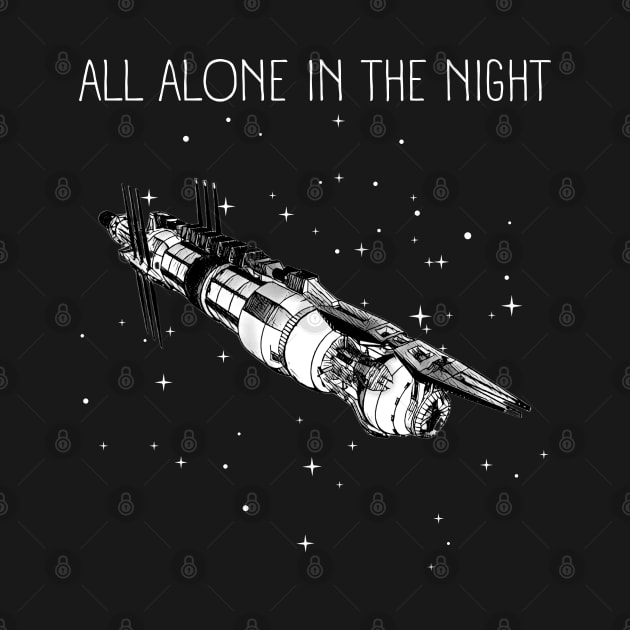All Alone in the Night - Space Station - Black - Sci-Fi by Fenay-Designs