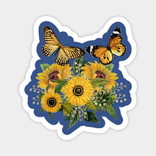 Golden Butterflies and Yellow Sunflowers Magnet