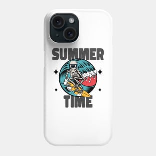 Summer Time Skeleton Surfing Phone Case