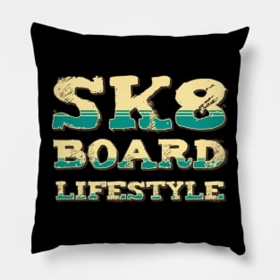 SK8 Board Lifestyle Extreme Skateboard Sports Vintage Retro Style Pillow