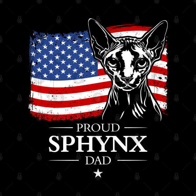 Proud Sphynx Dad American Flag patriotic cat by wilsigns