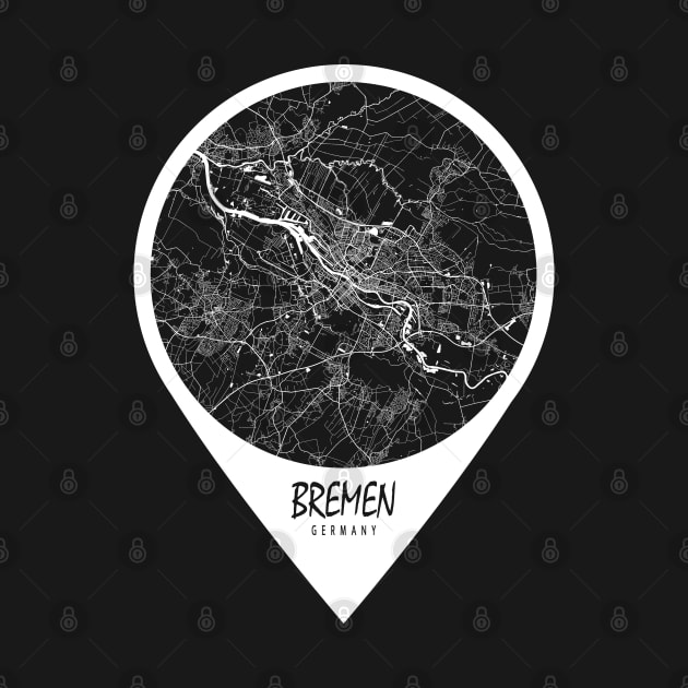 Bremen, Germany City Map - Travel Pin by deMAP Studio