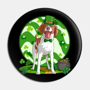 Brittany Dog St Patricks Day Leprechaun Pin