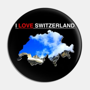 I Love Switzerland Map Mountains over Rhone Glacier Pin