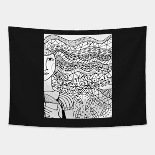 Female with patterned hair Tapestry