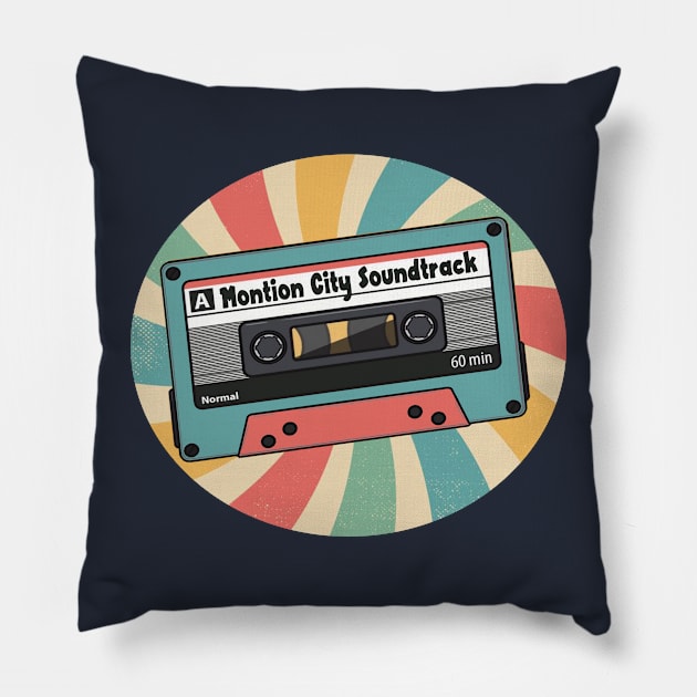 retro montion city soundtrack Pillow by Saha Paloma Ilustra