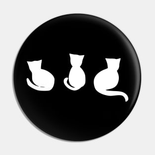 three cute cats silhouette (white on a black or dark background) Pin